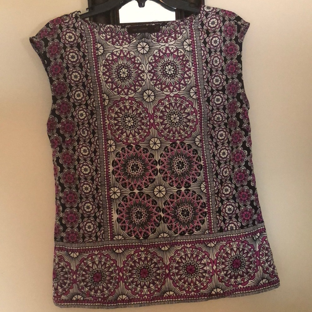 Purple and black patterned top